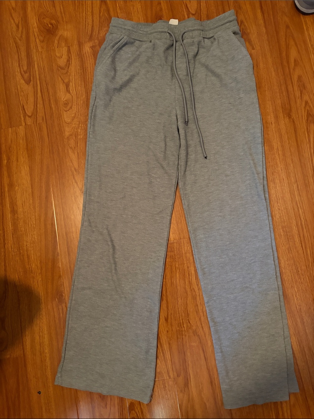 shosho Gray Straight-Leg Pants with Drawstring Waist